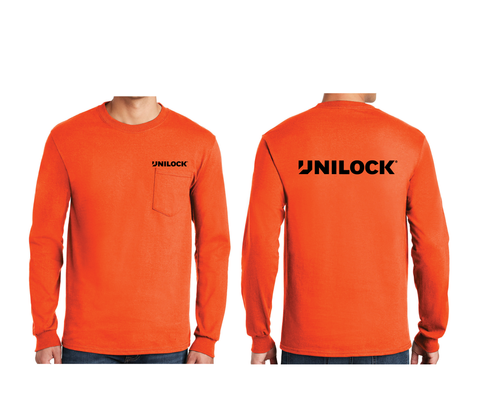 Men's Long Sleeve T-Shirt with Pocket - Safety Orange